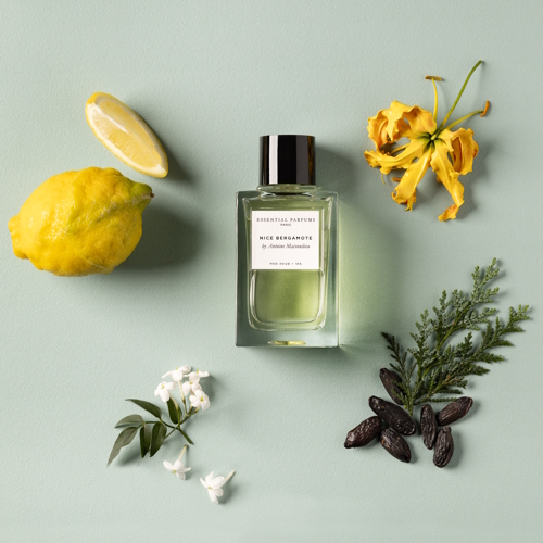 Essential Parfums Nice Bergamote – cytrusowo-kwiatowe perfumy z naturalną kalabryjską bergamotką, jaśminem, ylang-ylang, różą, cedrem i wenezuelską fasolą tonka.