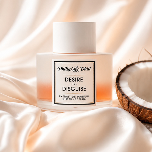 Philly & Phill Desire in Disguise Extrait de Parfum – zmysłowa kompozycja z nutami jabłka, kokosa, piżma, białej piwonii, cynamonu, karmelu i wanilii.