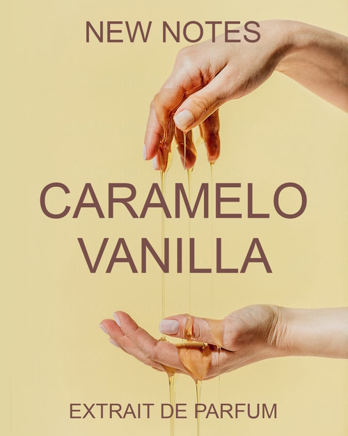 New Notes Caramelo Vanilla – gourmandowe perfumy z kwiatem wanilii, karmelem, białymi kwiatami, frangipani, watą cukrową, dulce de leche, fasolą tonka i piżmem.
