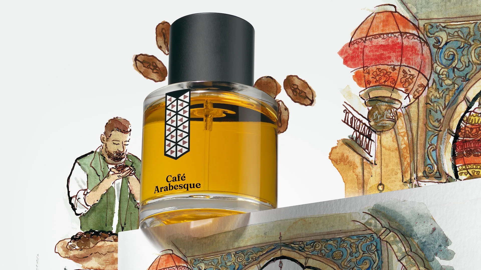 Les Indémodables Café Arabesque – aromatyczno-przyprawowe perfumy kawowe z ekstraktem brazylijskiej kawy specialty Grand Cru, akordem ristretto, mochaccino, kakao, prażonym orzechem laskowym, benzoesem i sandałowcem.