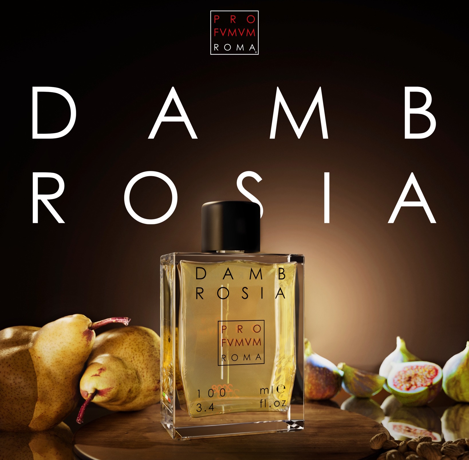 Profumum Roma Dambrosia – flakon perfum podkreślający owocowo-gourmandowy charakter zapachu inspirowanego śródziemnomorską naturą.