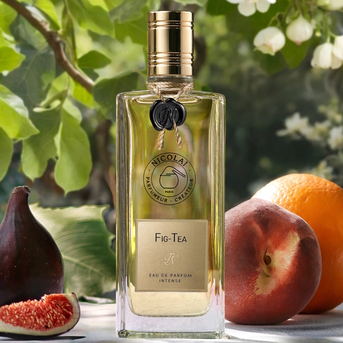 Nicolai Fig-Tea Intense – flakon perfum podkreślający świetlisty, herbaciano-figowy charakter kompozycji inspirowanej śródziemnomorskim latem.